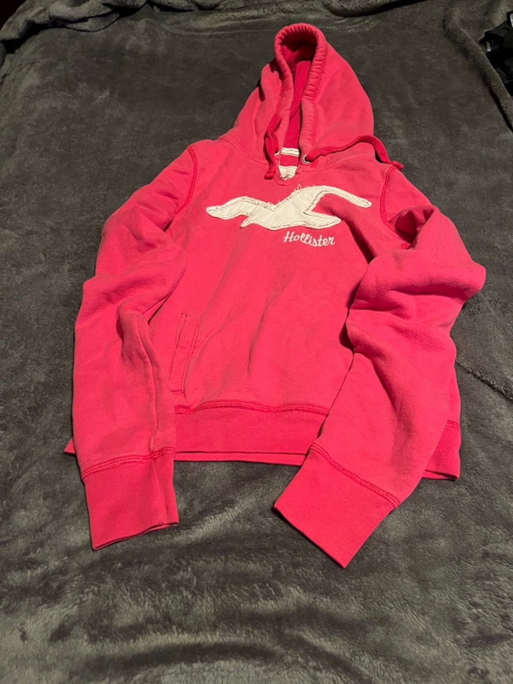 Hollister Hot Pink Pullover Hoodie with White Logo